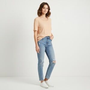 Old Navy Luxe Peach Ribbed Knit Short Sleeve Top size XXL